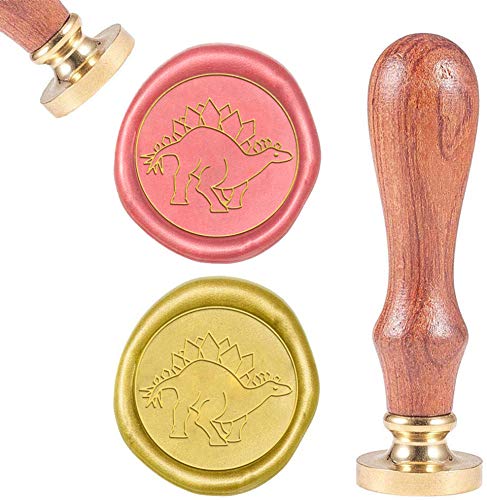 CRASPIRE Wax Seal Stamp Dinosaur Stegosaurus Animal Wax Sealing Stamps Retro 25mm Removable Brass Head Wooden Handle for Envelopes Invitations Wine Packages Greeting Cards Gift - color: Stegosaurus