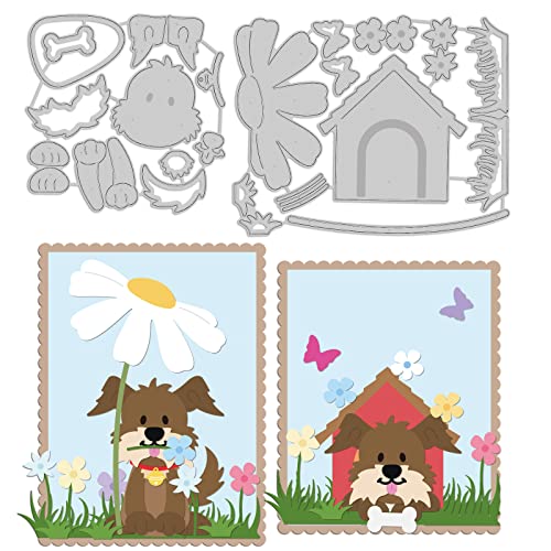 INFUNLY Animal Dog Cutting Dies Metal DIY Dog and House Die Cuts Embossing Stencil Template Flower Die Cuts for DIY Album Paper Cards Making Decorative Crafts - color: Animal Dog Cutting Dies