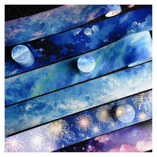 PET Tape Stickers for Journaling Supplies, Sky Tape Stickers for Scrapbook | Cloud 6Rolls Decorative Sky Cloud Star Themed Journal Stickers for Scrapbooking, Journaling, Junk Journal Supplies,Planner - color: Island