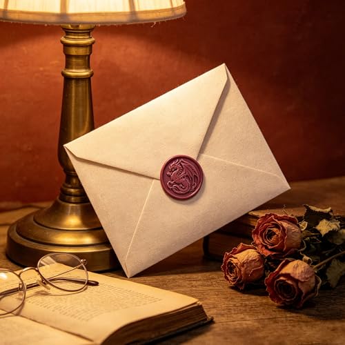 LANKIN Dragon Wax Seal Stamp; 25mm Brass Head with White Bubble Handle - color: Dragon