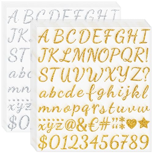1245Pcs Gold Letter Stickers 15 Sheets Alphabet Stickers 1inch(Gold/Silver) - color: Gold/Silver