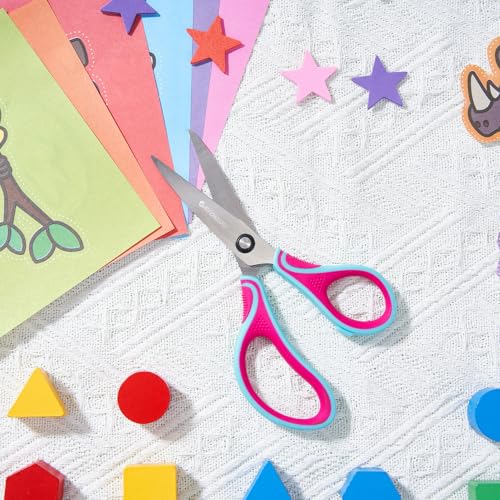 7" Kids Scissors Ages 8+ for School, 3-Pack, Pointed Tip, Ergonomic Handles