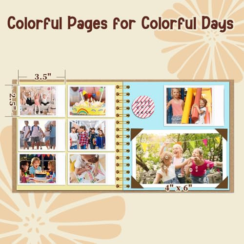 Children's Photo & Drawing Album 8 Inch Khaki | DIY scrapbook, spiral bound hardcover, 20 sheets/40 pages, creative gift for kids drawing writing stickers - color: Khaki, size: 8"x8"
