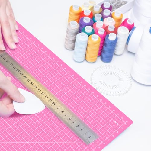 Headley Tools Thickened 24 x 36 Inch Self Healing Sewing Cutting Mat, A1 Rotary Cutting Sewing Mat for Crafts, Double Sided 5-Ply Table Cutting Board for Fabric Quilting Leather Hobby, (Pink/Purple) - color: pink/purple, size: 36"L x 24"W
