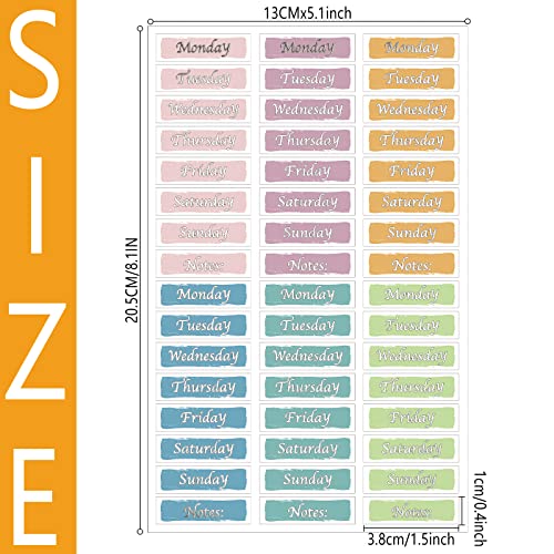 Pajean 480 Pcs Day of The Week Stickers for Planner,1.6 x 0.4 Inch,Square - style: Square