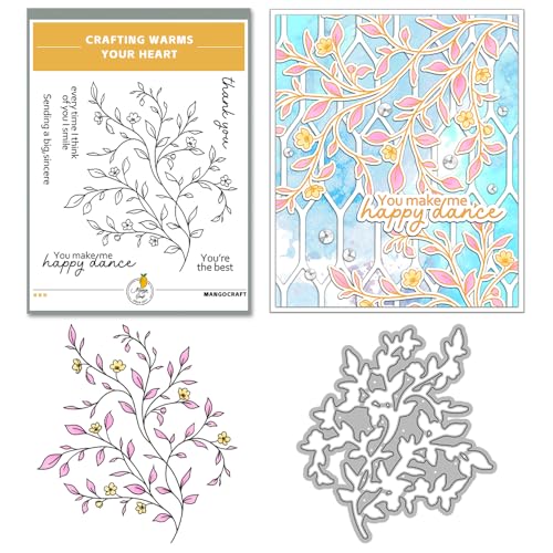 Clear Stamps and Metal Cutting Dies Set for Card Making Scrapbooking, DIY Craft Stamps and Dies Kit for Journaling, Albums, Greeting Cards, Holiday Cards, Birthday, Christmas (YX1916) - color: YX1916