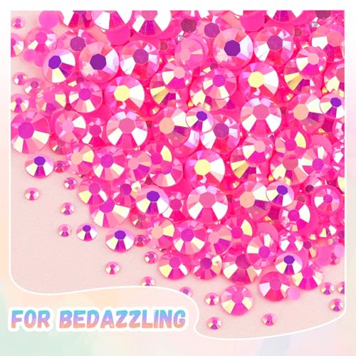 BELLEBOOST 36000Pcs Hot Pink AB Rhinestones Bedazzling Kit - color: Hot Pink AB 2-6mm, size: Large Pack with Glue
