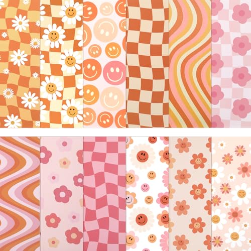 24 Sheets Little Orange Daisy Scrapbook Paper, 11.8x11.8 Inch Double-Sided Print Decorative Craft Paper, Scrapbook Specialty Papers for Card Making Photo Album Decor Junk Journal Supplies - color: WW021JSXCJ