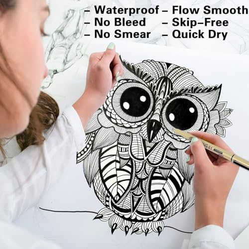 Muchcute Micro Fineliner Drawing Art Pens: 16 Black Artist Supplies Adults - color: 16 Tip Sizes