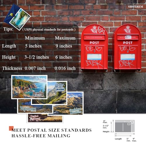SHOXREM Retro National Parks Postcard Set: Vintage Travel Collage Collection Wall Decoration - Photorealistic Painting Print Illustrations of 63 National Parks, 6" W x 4" H