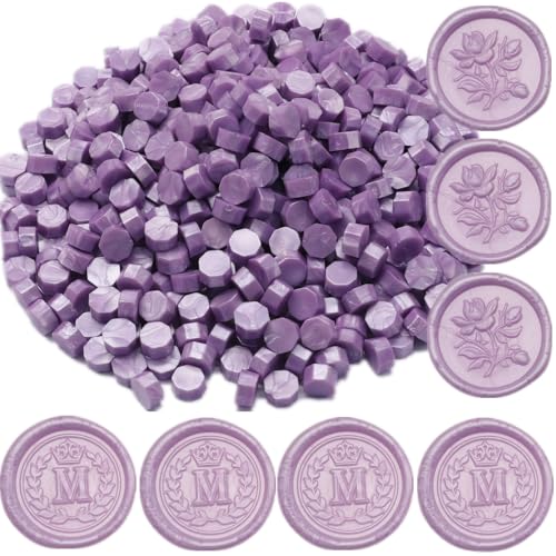 Lilac Purple Wax Seal Beads, 400Pcs Sealing Wax Beads, Octagon Wax Sealing Beads, Sealing Wax Beads Set for Wax Seal Stamp, Gift Wrapping, Letter Sealing (Lilac Purple) - color: Lilac Purple