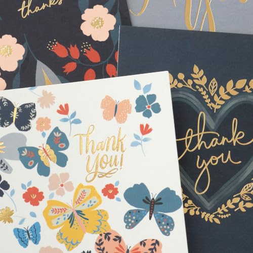 Hallmark Bulk Thank You Cards, Assorted 48-Pack (Foil Hearts and Flowers)