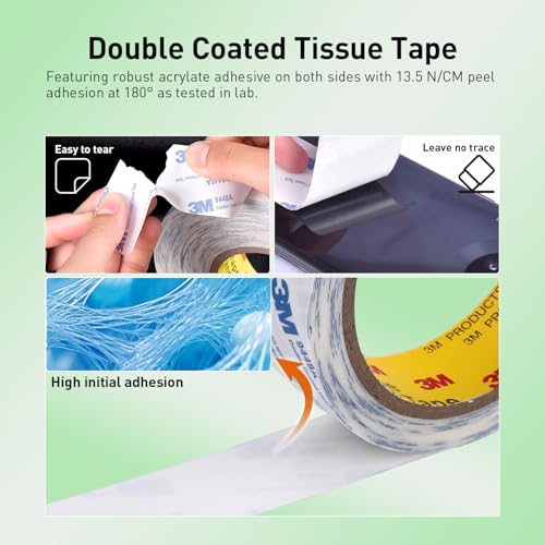 3M Double Sided Tape, 1" x 33Ft, 9448A, Translucent - size: 1" x 33Ft