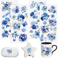 4 PCS Blue Floral Cuttable UV DTF Stickers - style: blue floral