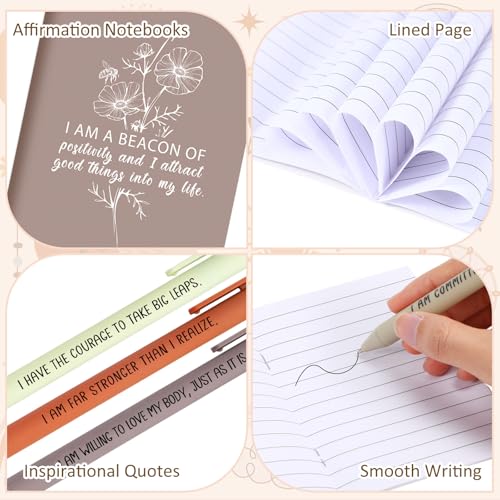 Mooliwe 48 Pcs Affirmation Notebooks Pens Bulk Gifts, Gratitude,Fresh | Small Bags Included, Motivational Notepads for Women, Daily Affirmations Journal, Stress Relief Self-care, Employee Rewards - style: Fresh