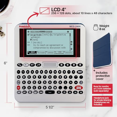 Franklin MES-2400 Digital Talking Dictionary, Multi-Language Translator, Talking Phrase Book & More