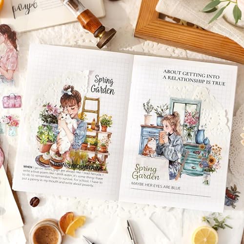 Pastoral Series Sticker Scrapbooking Supplies for Junk Journal, 20 Sheets PET Stickers - color: Pastoral Series