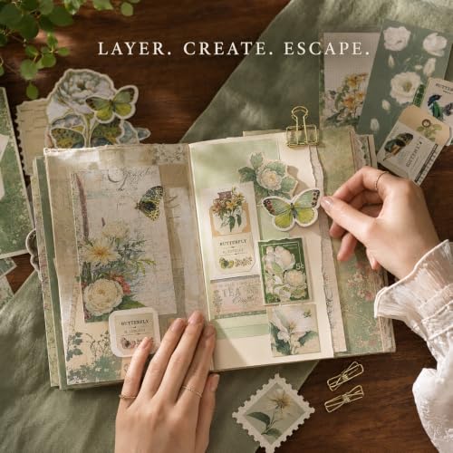 Diuhofart Butterfly Collage Kit, Vintage Scrapbooking Supplies for Adults - color: Mariposa Garden Kit