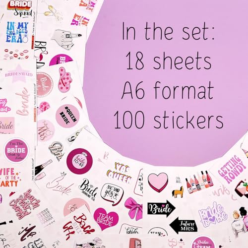 100Pcs Bachelorette Stickers, Bachelorette Party Stickers for Scrapbook, Laptop, Gifts for Women & Men - color: Bachelorette Stickers