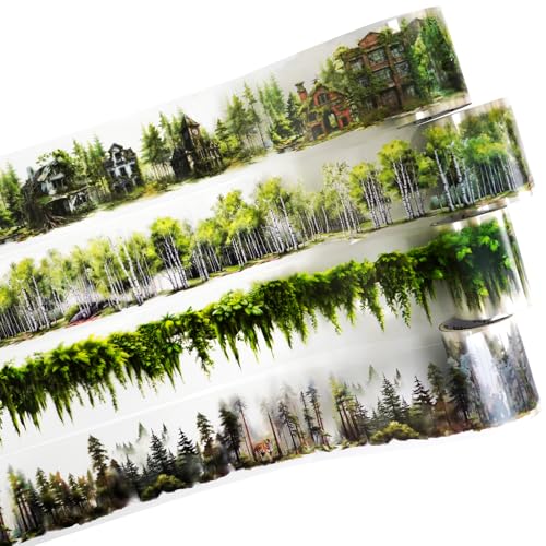 4 Rolls Forest Scenery PET Tape for Scrapbook Journaling - color: Forest Adventure