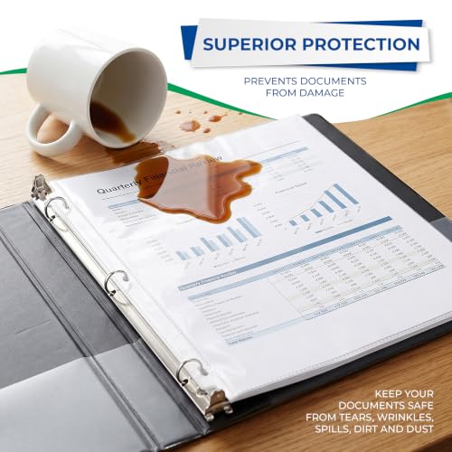 Samsill 50 Pack Heavy Duty Sheet Protectors, Crystal Clear, 8.5x11 Inch Page Protectors for 3 Ring Binder, Letter Size Protectors with Reinforced Holes, Clear Protector, Top Loading, Acid Free - size: 50 Pack, style: Crystal Clear