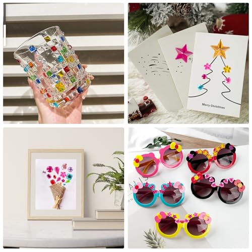 1200+pcs 6~15mm Self-Adhesive Gem Stickers Various Shapes and Colors - color: Mix Color