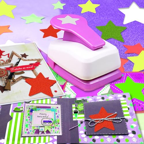 Star Hole Punch, 2 inch Star Punches for Paper Craft, Card Making Scrapbook | Star Die Cutter 2 in, Star Shaped Paper Punch for Journal, DIY Projects, Gift Tags, Precise & Clean Cut, Easy to Punch - style: Star
