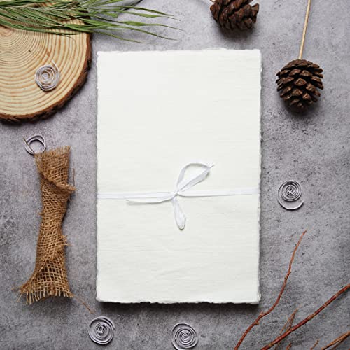 LEATHER VILLAGE Gray Deckled Edge Handmade Watercolor Paper 12x16. | 50 Sheets of 150 GSM thick cotton paper in soft grey tone for drawing, watercolor, ink, sketching and letter writing - color: Grey Toned, size: 12"X16"