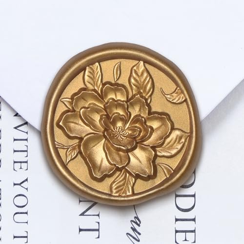 UNIQOOO Wax Seal Stickers - 3D Vintage Floral Wedding Invitation Envelope Botanical Seal Stickers, 50 Pcs Self- Adhesive Antique Gold Flower Stickers, Perfect for Invitation, Gift Wrapping, Party - color: Antique Gold, size: Vintage Floral,50