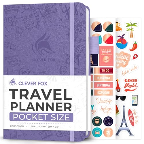 Clever Fox Travel Journal, Vacation Planner Organizer 3.7”x6.7” Lavender - color: Lavender, size: Pocket size (3.7" x 6.7")