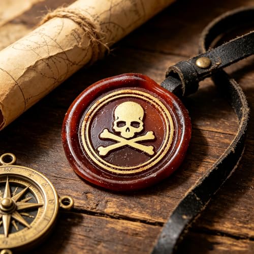 LANKIN Skull Wax Seal Stamp, Halloween Theme; 25mm Brass Head - color: Skull