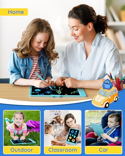 TEKFUN LCD Writing Tablet Doodle Board, 8.5'' Colorful Drawing Tablet Writing Pad, Gifts Toys for 3 4 5 6 7 Year Old Boys & Girls, Homeschool Sketch Toys Toddler Doodle Pad Kids Drawing Board (Blue) - color: Blue, size: 8.5 Inch