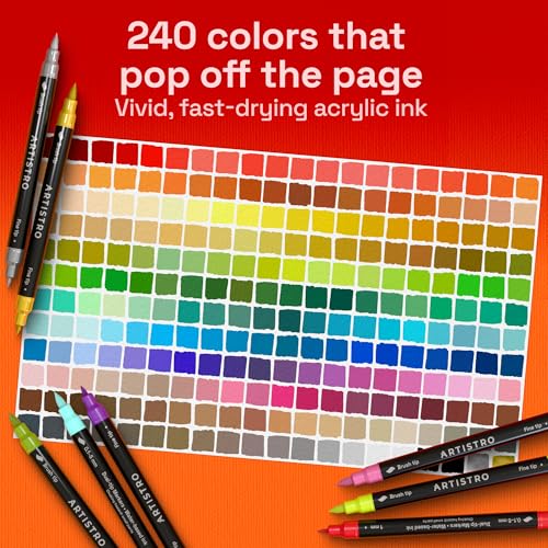 ARTISTRO 240 Dual-Tip Acrylic Paint Marker Pens for Drawing - color: Multicolor, size: 240