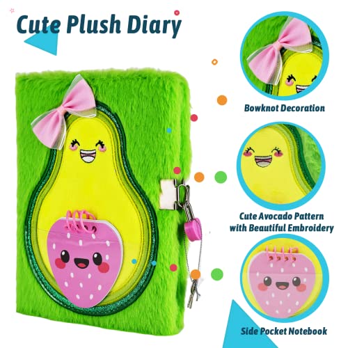 SuperStyle Avocado Secret Diary with Lock, Journal for Girls Ages 6-8 - color: Multicolor-1