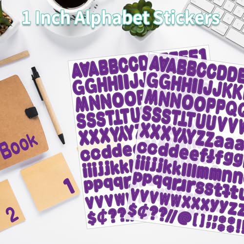 Alphabet Stickers, 1'' Inch, 12 Sheets, Deep Purple Letter Stickers, Self-Adhesive Vinyl, Mailbox Numbers, Classroom & Home Decor (Pack of 3) - color: Deep Purple, size: 1Inch (Pack of 3)