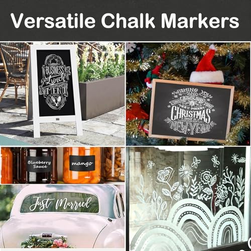 White Window Chalk Markers Pen, 5 Pack White Window Chalk Markers for Cars Glass Washable - Ideal for Use at Home, School, Office, Erasable, Dust-Free, Non-Toxic, 5 Nib Sizes (1, 3, 6, 10, 15mm) - size: 5 pcs White Multi-Size