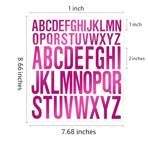 1-2 Inch Rose Red Holographic Laser Letter Number Stickers - color: Rose Red