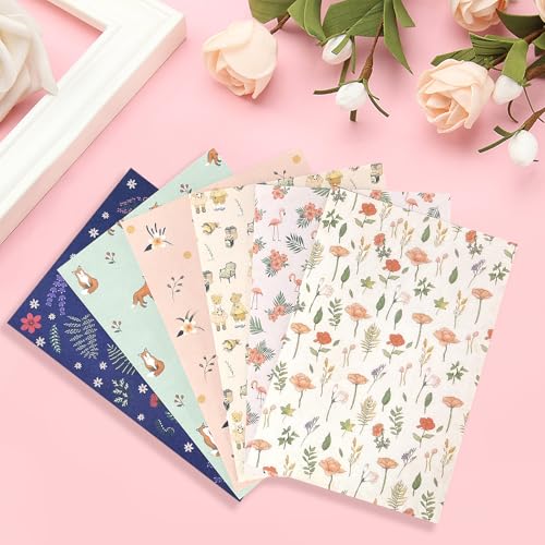 55 Pcs Stationery Paper Envelopes Set | Includes 36 Writing Stationery Paper & 18 Envelopes & 48 Stickers, Animal Letter Stationary Paper Envelopes (6 Style) - color: Animal & Flower
