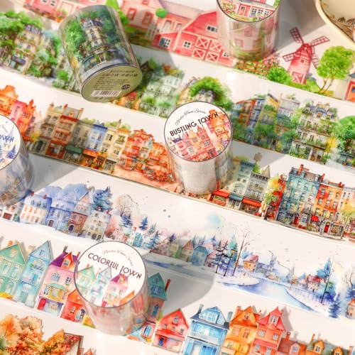 TIAMECH 6 Rolls Nordic Town Season Warm Busting PET Tapes - color: Nordic Town