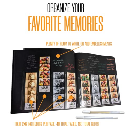 2x6 Photo Strip Album, Black Cover Black Pages, 2 Gel Pens - color: Black, size: 1