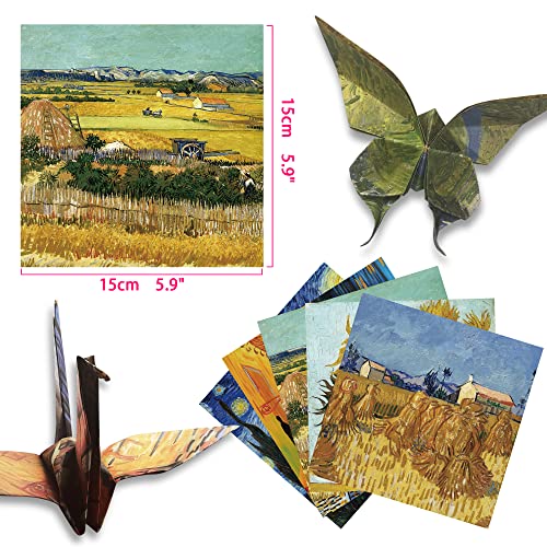 Origami Paper 6x6" Double Sided 50 Sheets 10 Colors Origami Kit,Craft Paper - color: 50sheets-van gogh