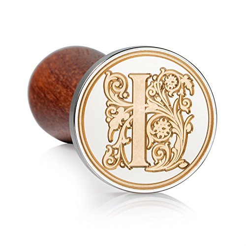 Mceal Wax Seal Stamp, Large Seal 1 1/5"(30mm) Dia, Silver Brass Head with Wooden Handle, Regal Letter A to Z Series (Letter I) - color: I