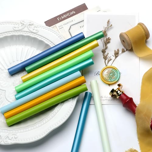 10 Green Colors Glue Gun Sealing Wax Sticks for Stamp 0.4" Diameter - color: Green Series