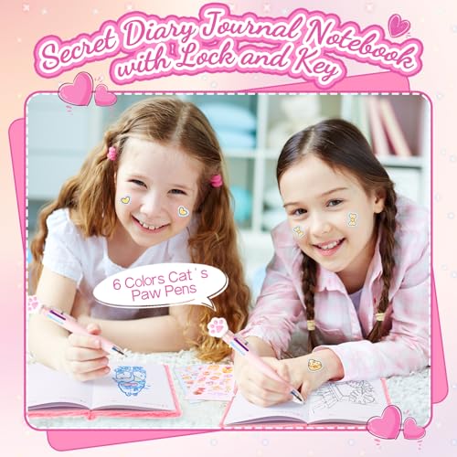 Heart Diary with Lock, Secret Journal Gift for Girls Ages 8-10, Pen & Stickers - style: Sequin Heart