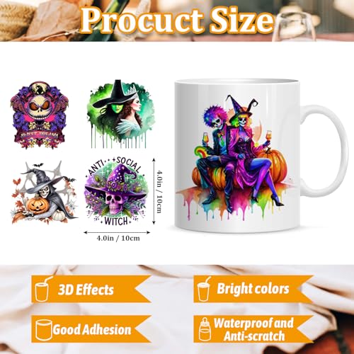 Halloween UV DTF Cup Wraps for 16 oz, 20 Sheets UV DTF Stickers, Uvdtf Cup Wraps, Cold Transfer Stickers for Tumblers, Glass Cups, Rub on Transfers for Crafts, Vinyl Decals for Mugs Coffee - style: Halloween-02