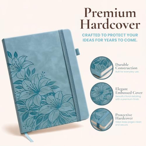 Lined Journal Notebook Hardcover Leather Bound 300 Pages A5 Blue Cute Diary - color: Light Blue, size: A5 300 Pages