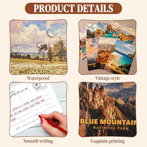 64 Illustrated National Parks Postcard Set, Vintage Travel Posters for Wall Decor, 4×6 Post Cards for Mailing, National Park Postcards for Teachers, Students and Travelers - color: Vintage National Park