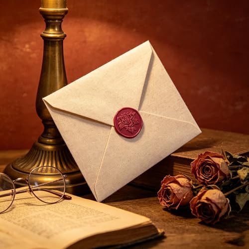 LANKIN Rose Wax Seal Stamp, Floral Plant Theme; 25mm Brass Head(No.12) - color: Rose-12