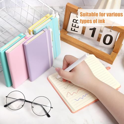 Aodaer 50 Sets Pocket Notebook Journal with Pens, 160 Pages, 3.5 x 5.5 Inch Mini Lined Journal Notebook A6 Leather Hardcover College Ruled Notepad with Pen Holder for School Office, Light Multicolor - color: Light Multicolor