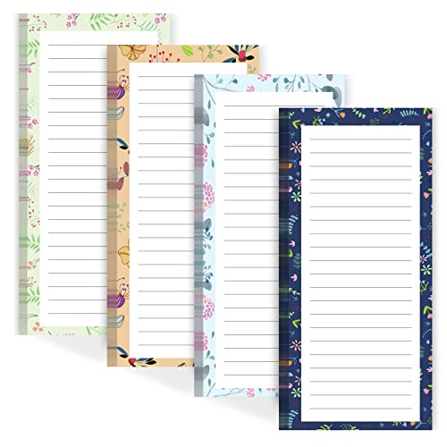 Joyberg Magnetic Notepads for Refrigerator - Flower Design, 50 Sheets Per Pad, 4 Pack Memo Pads for Grocery Lists and To-Dos - size: X86